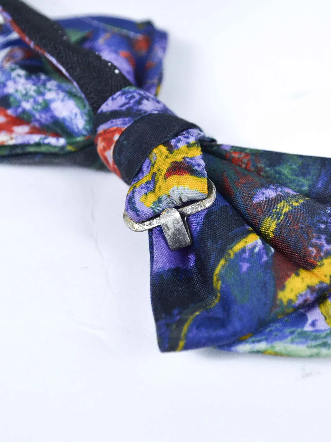 1970s bow tie with surrealist-inspired print