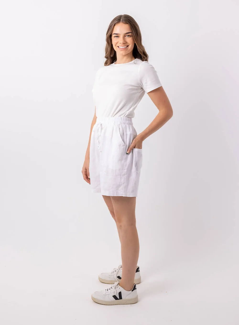 Adeline Linen Short-White