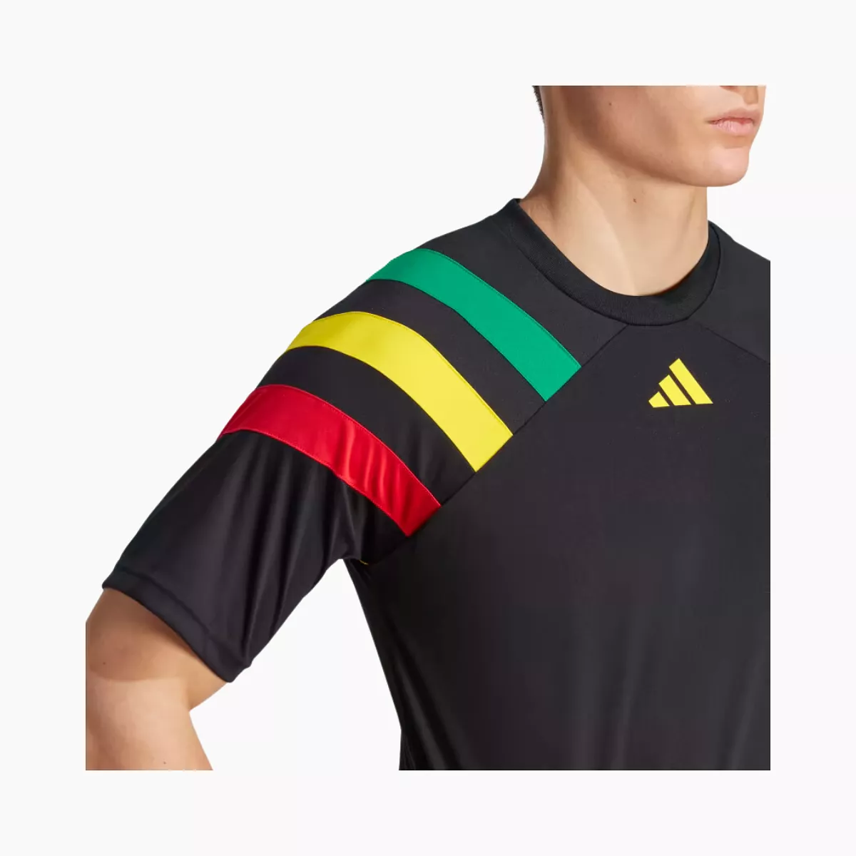 Adidas FORTORE 23 Men's Football Jersey -Black/Team Green/Team Yellow/Team Collegiate Red