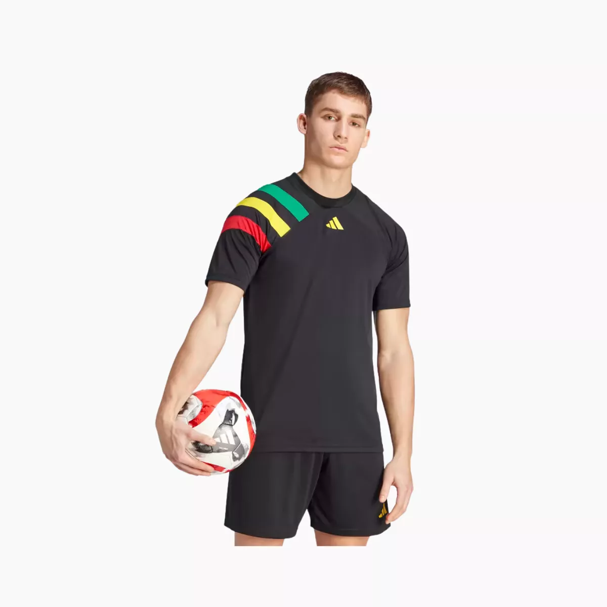 Adidas FORTORE 23 Men's Football Jersey -Black/Team Green/Team Yellow/Team Collegiate Red