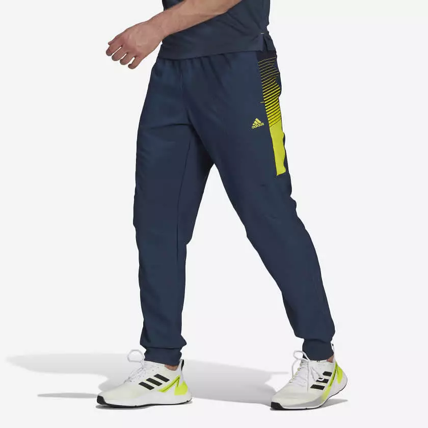 Adidas Men's Designed 2 Move Aeroready Pants Crew Navy/Acid Yellow