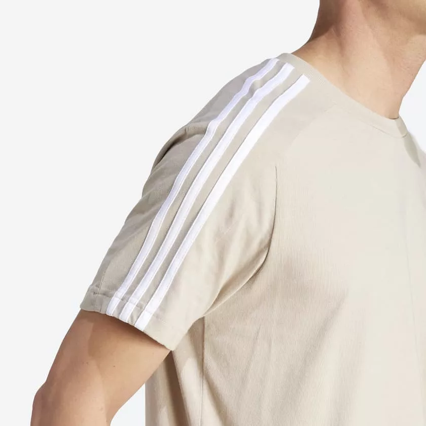 ADIDAS MEN'S ESSENTIALS SINGLE JERSEY 3-STRIPES BEIGE TEE