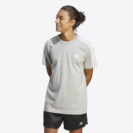 ADIDAS MEN'S ESSENTIALS SINGLE JERSEY 3-STRIPES GREY TEE