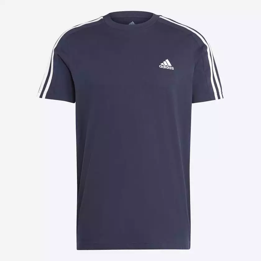 ADIDAS MEN'S ESSENTIALS SINGLE JERSEY 3-STRIPES NAVY TEE