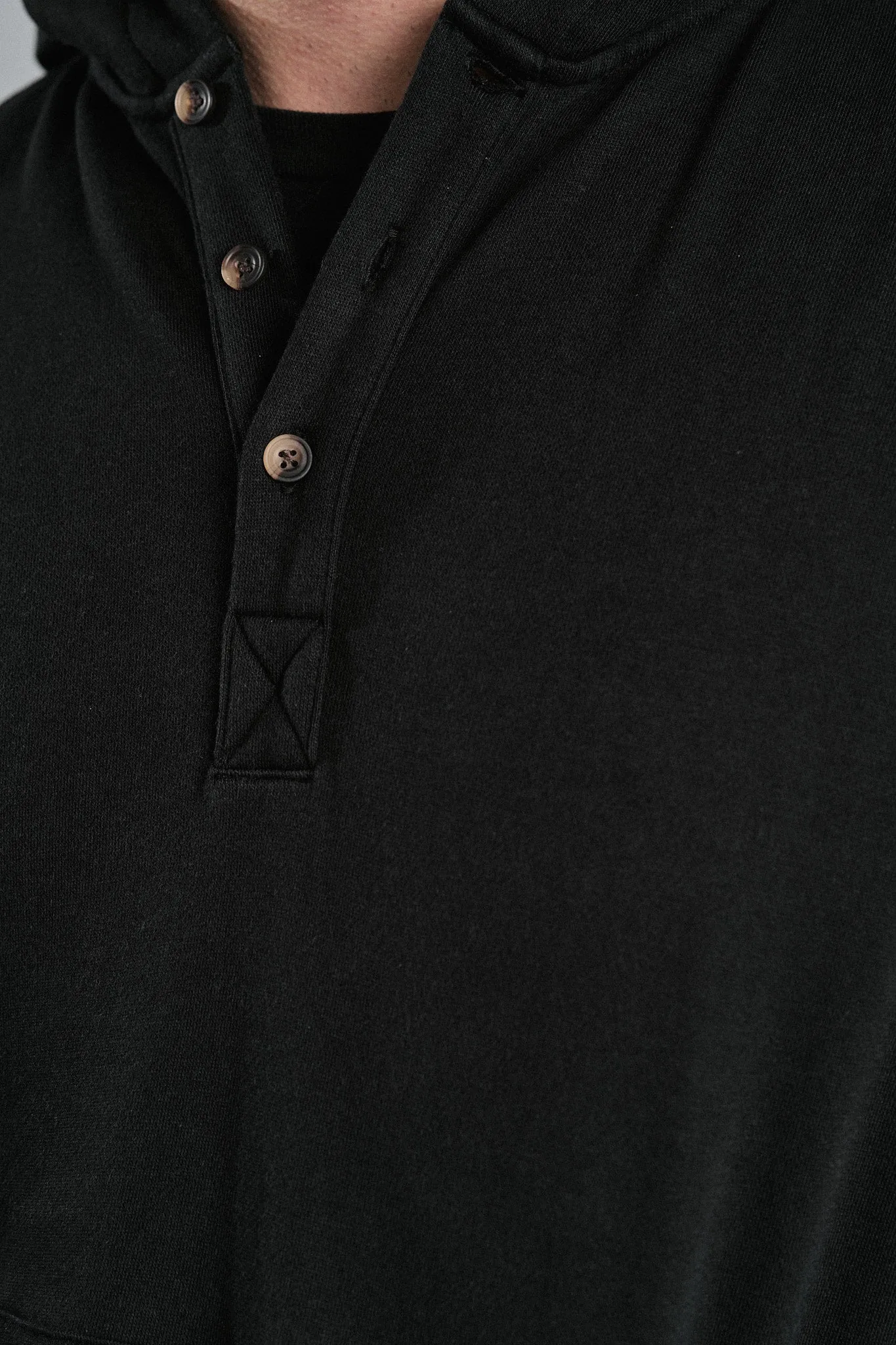 Adult Henley Hoodie - Black