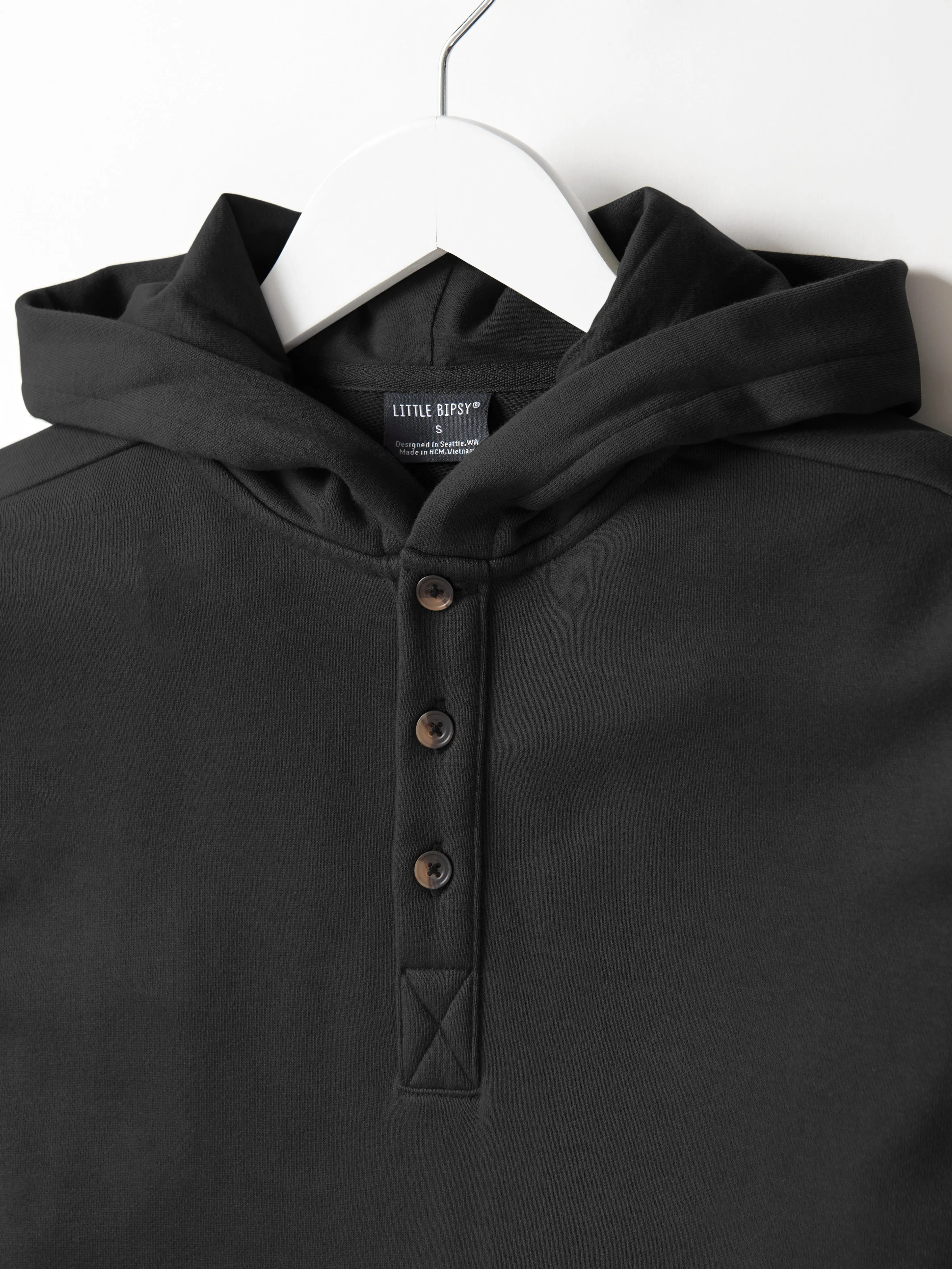 Adult Henley Hoodie - Black