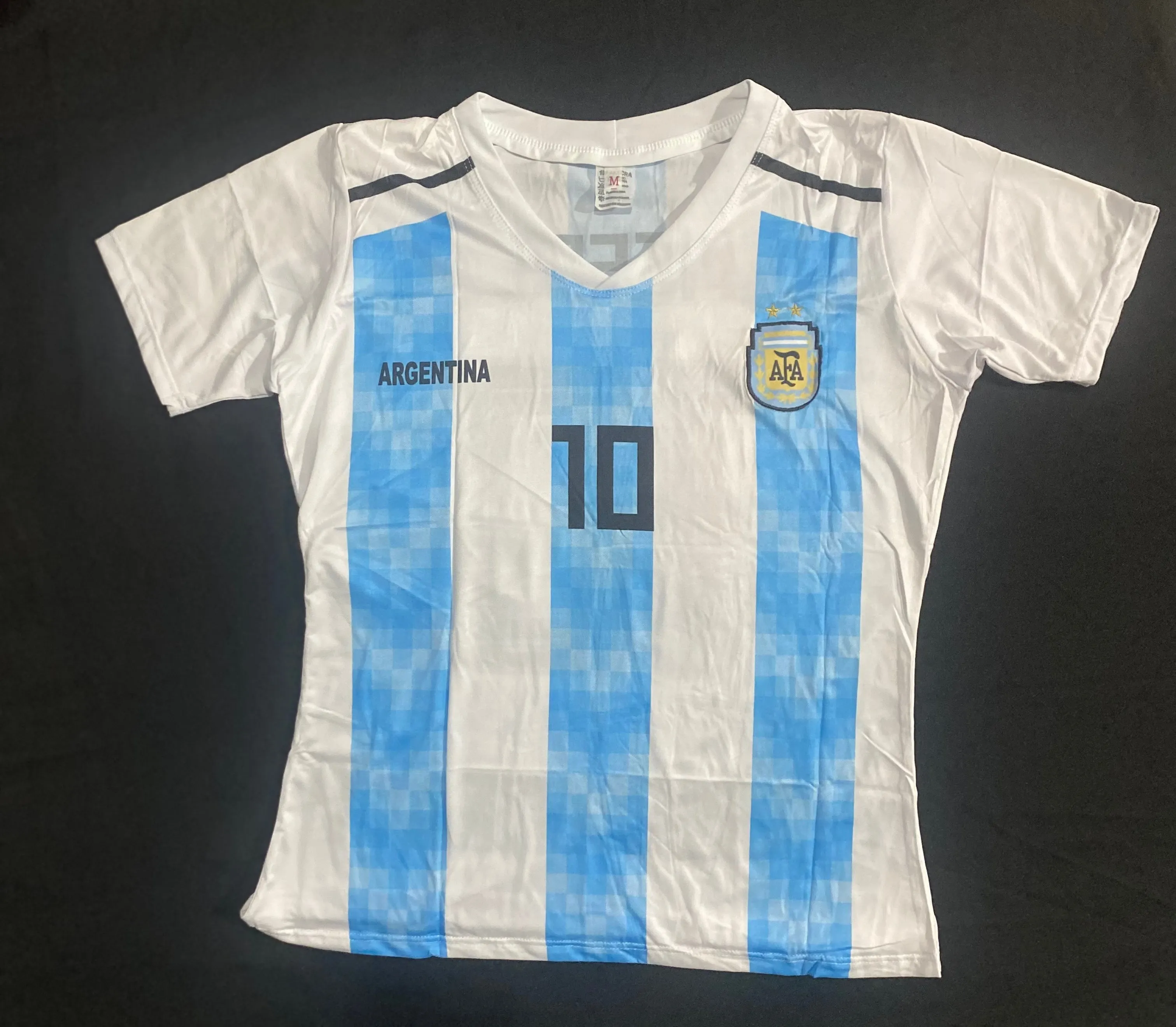 Argentina #10 Messi V-Neck Replica Women Jersey