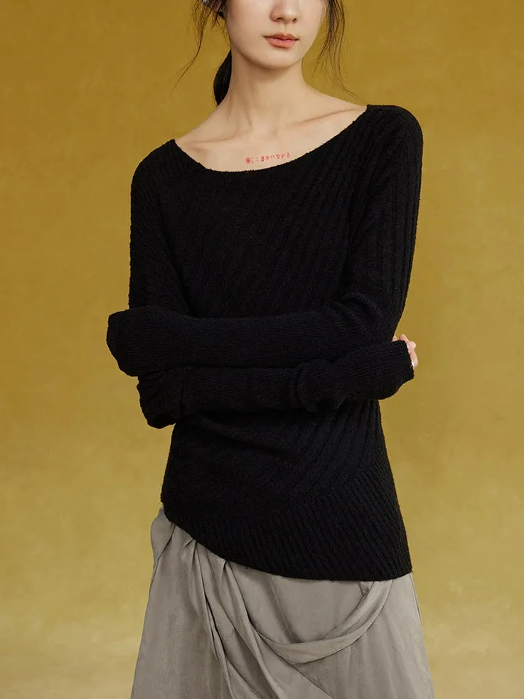 Asymmetric Armhole Boatneck Sweater