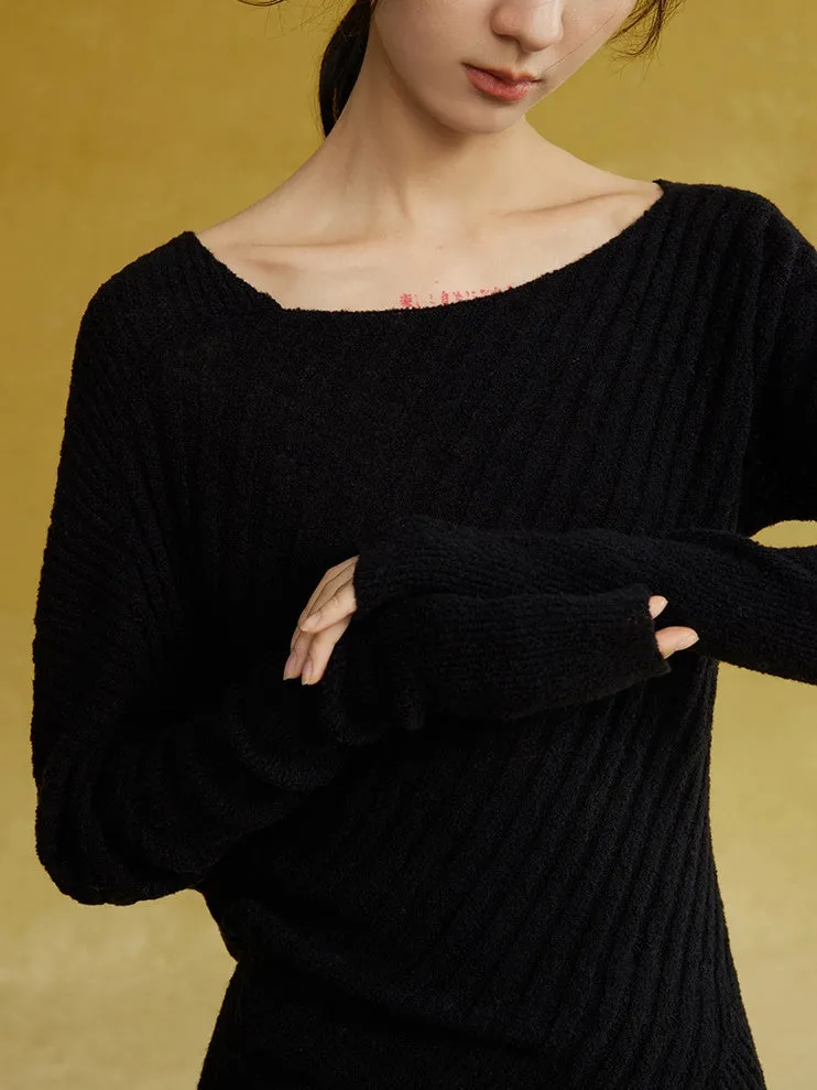 Asymmetric Armhole Boatneck Sweater