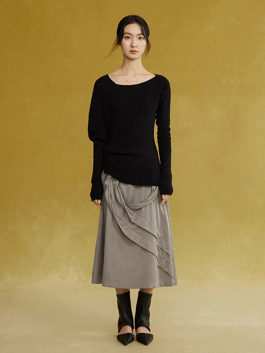 Asymmetric Armhole Boatneck Sweater