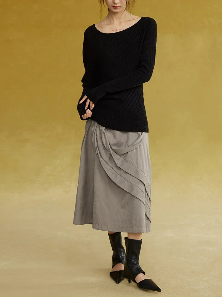 Asymmetric Armhole Boatneck Sweater