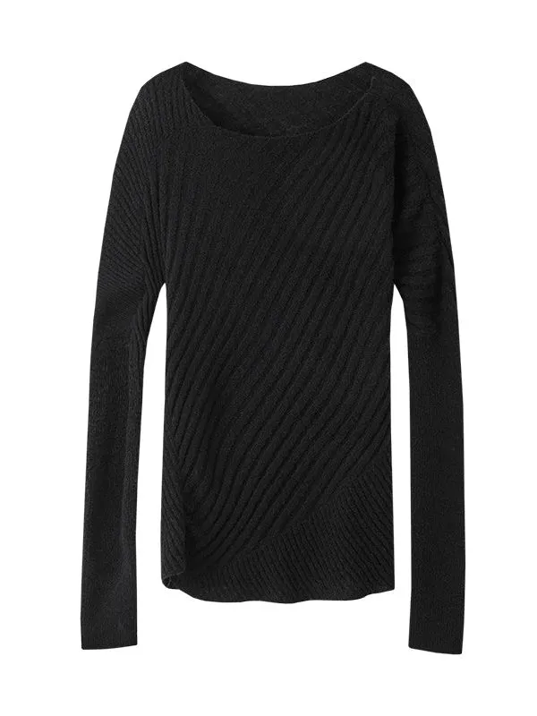 Asymmetric Armhole Boatneck Sweater