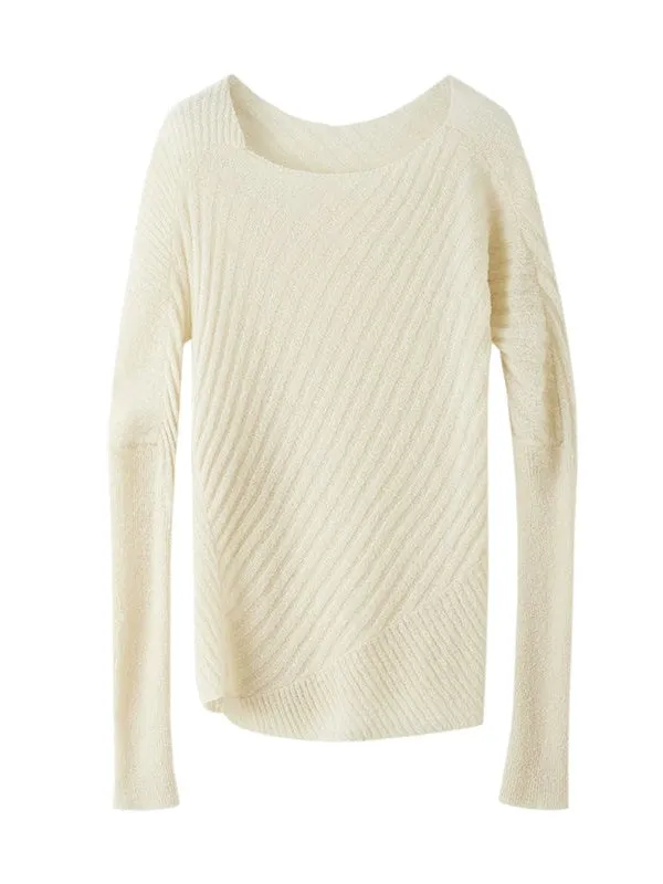 Asymmetric Armhole Boatneck Sweater