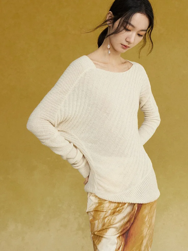 Asymmetric Armhole Boatneck Sweater