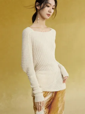 Asymmetric Armhole Boatneck Sweater