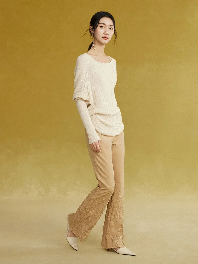 Asymmetric Armhole Boatneck Sweater