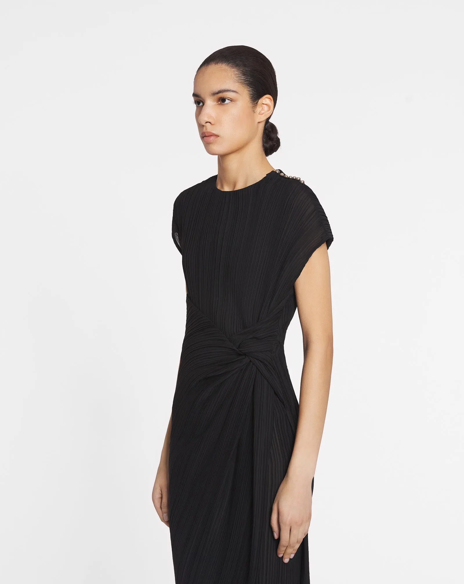 ASYMMETRICAL PLEATED DRESS