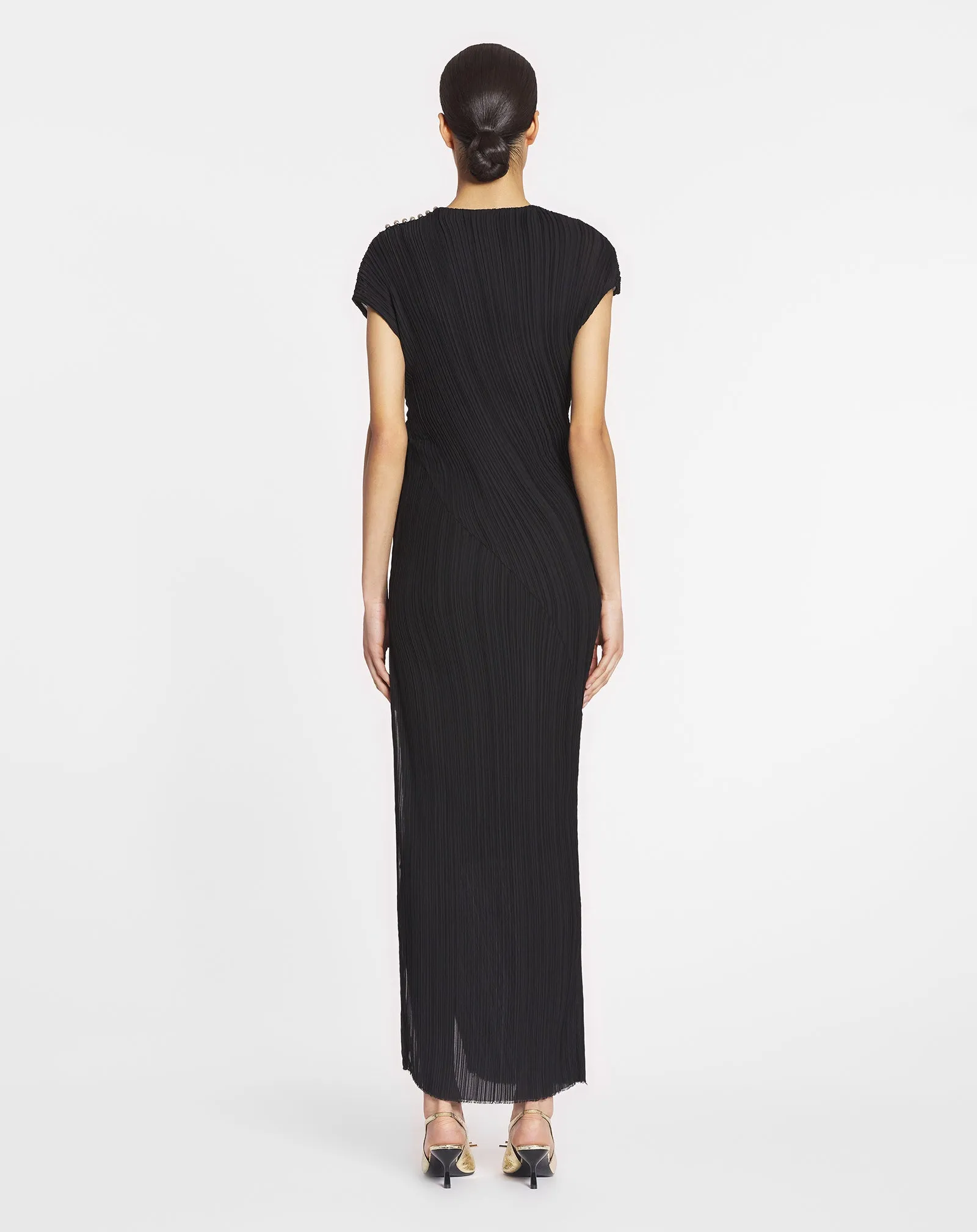 ASYMMETRICAL PLEATED DRESS