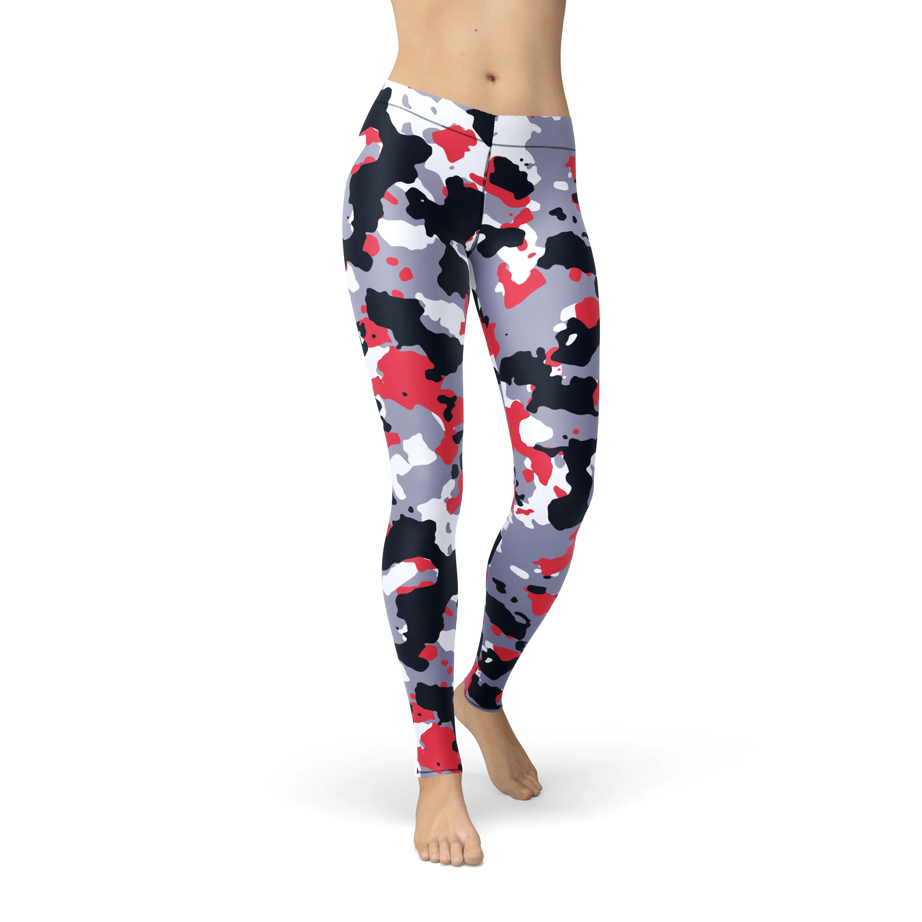 Avery Red White Camo Leggings