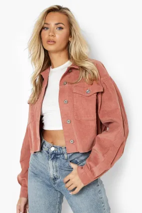 Balloon Sleeve Crop Cord Jacket