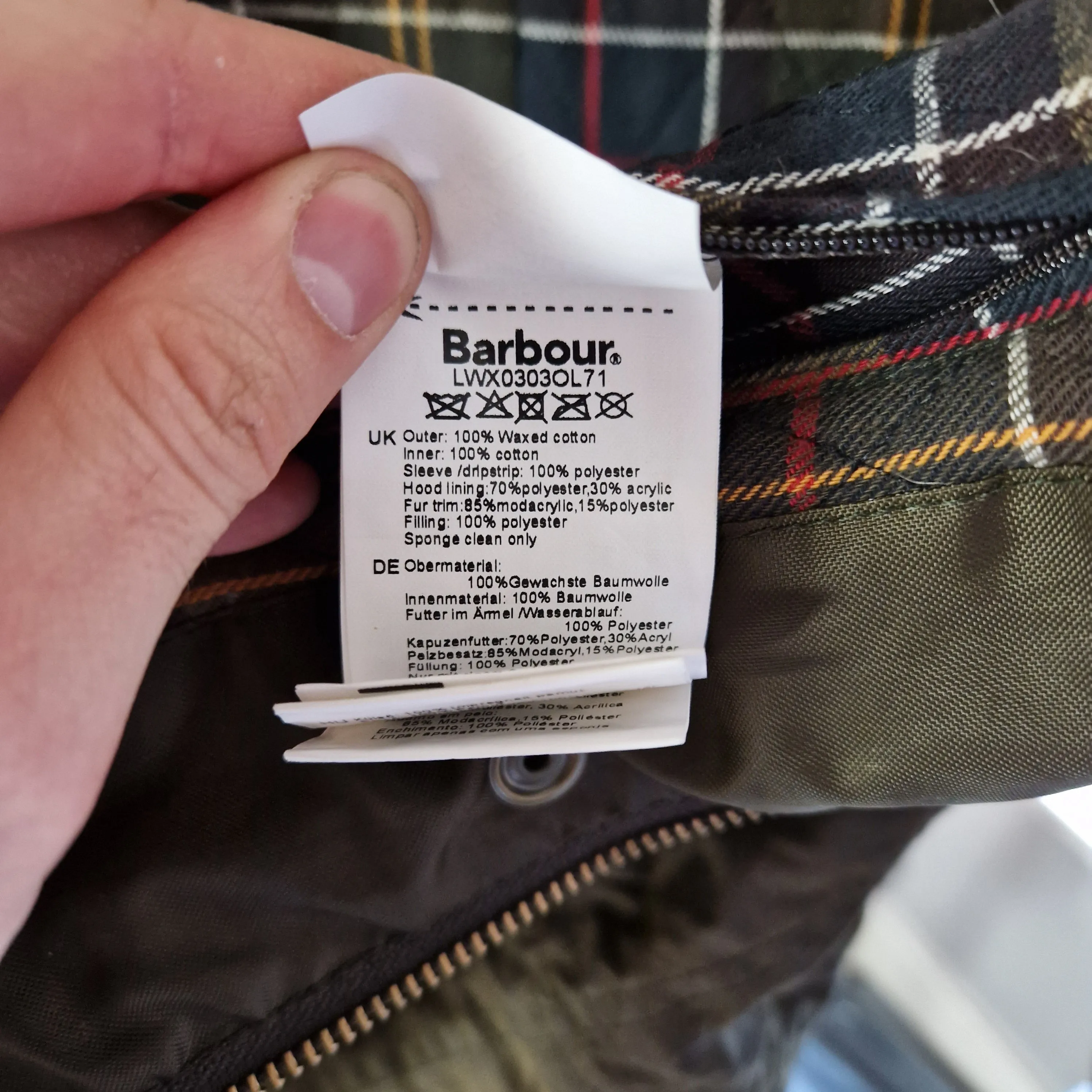 Barbour Kelsall Wax Parka Jacket - Size UK 12