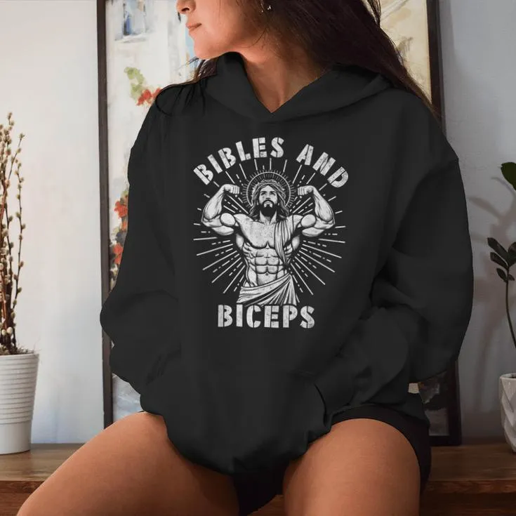 Bibles And Biceps Christian Weightlifting Workout Gym Women Hoodie