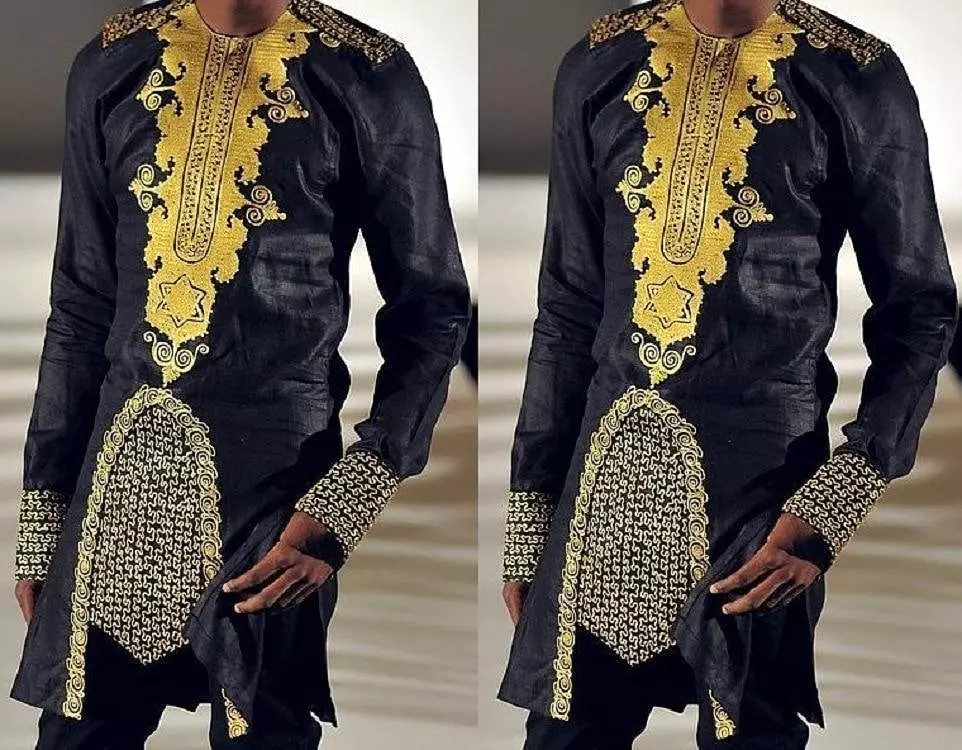 Black Long African Men Shirt