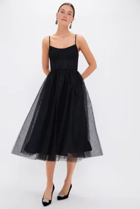 Black Tulle Corset Midi Dress