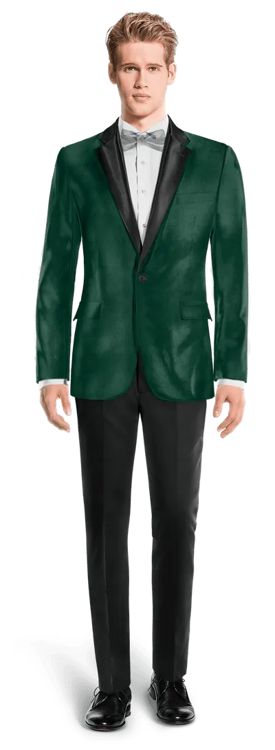  Blazer Tuxedo verde azulado de terciopelo edición limitada de 1 botón