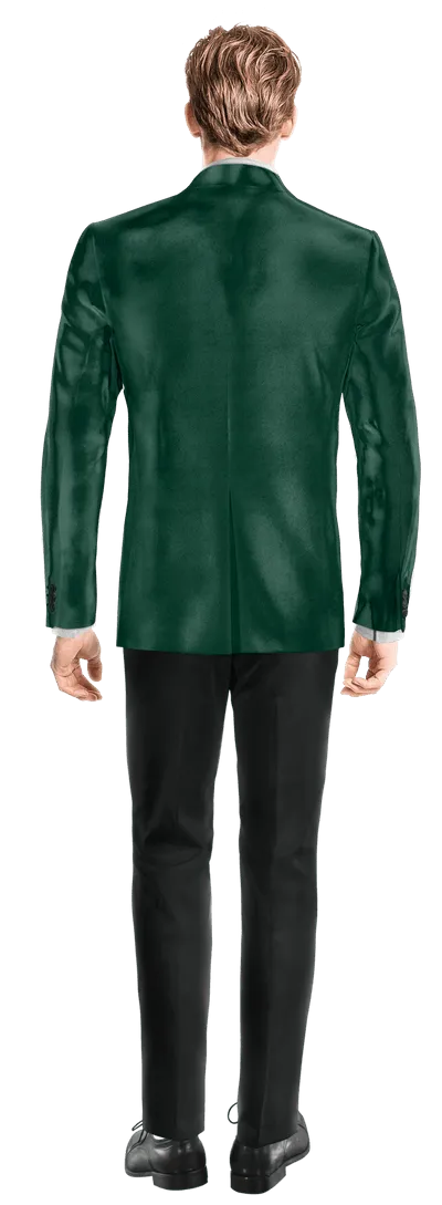  Blazer Tuxedo verde azulado de terciopelo edición limitada de 1 botón