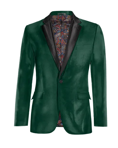  Blazer Tuxedo verde azulado de terciopelo edición limitada de 1 botón