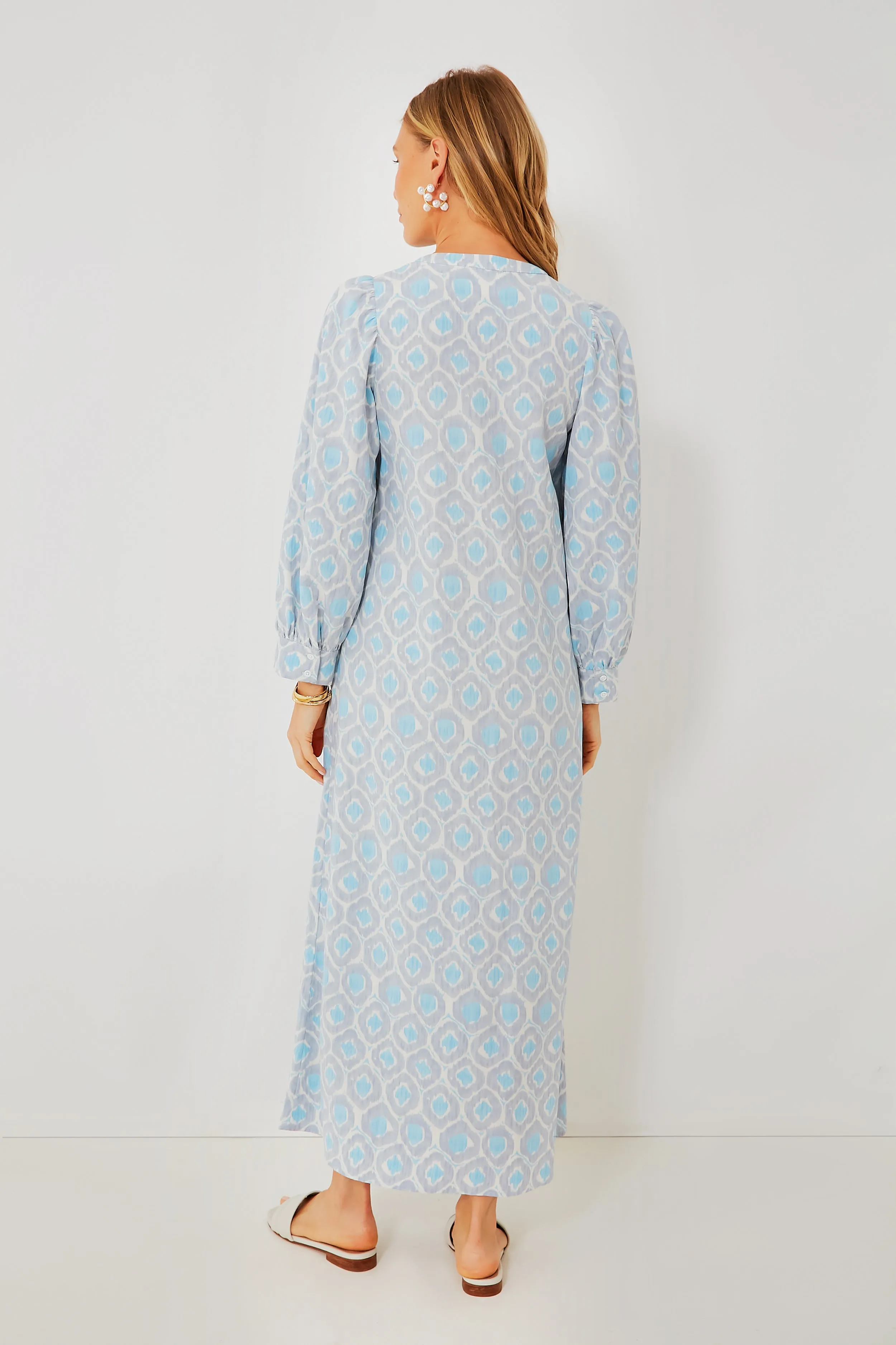 Blue Ikat Zipper Zadie Maxi Dress