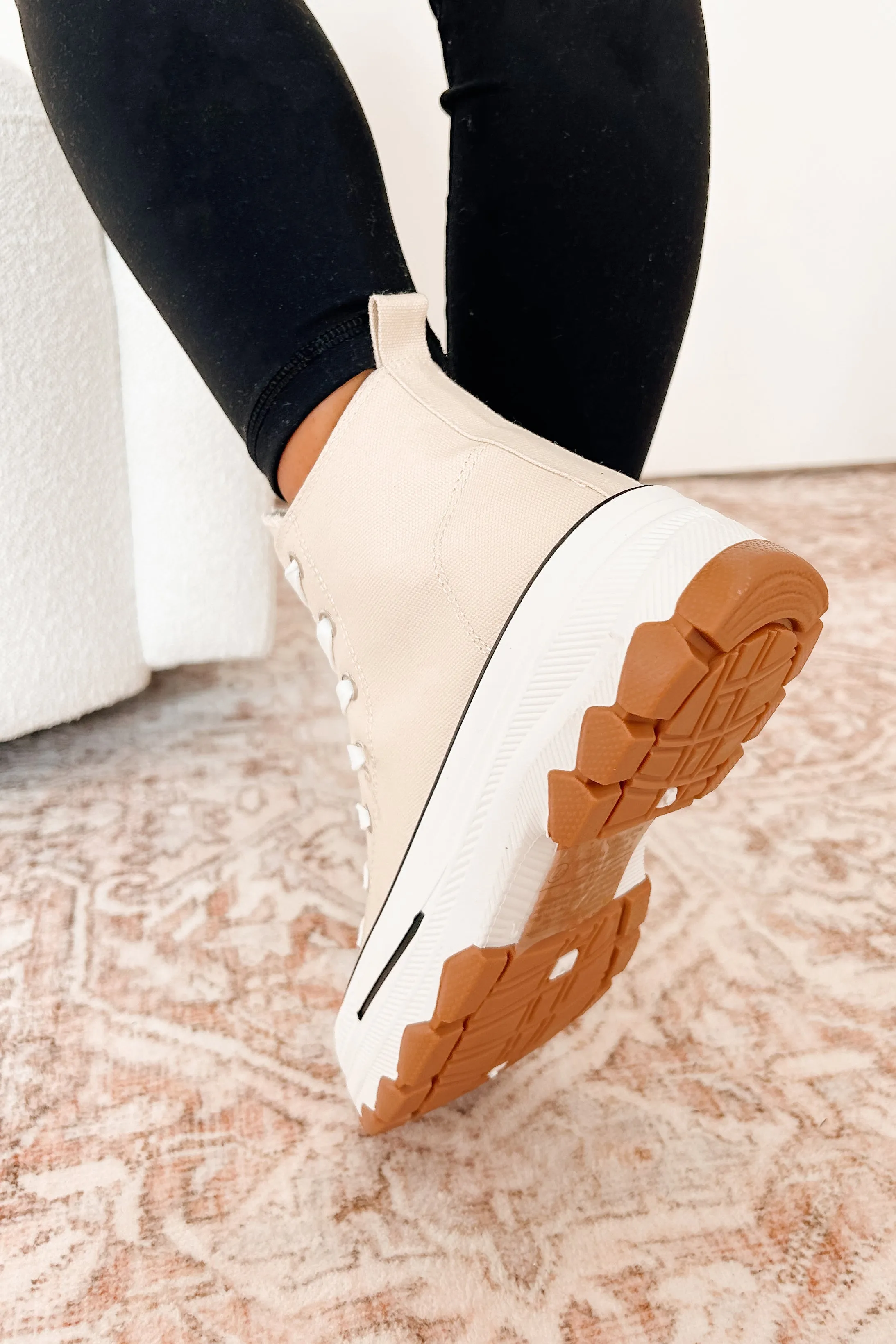 Candid & Carefree High Top Platform Sneakers (Beige)