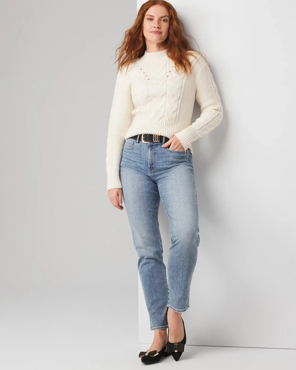 Curvy High-Rise Everyday Soft Denim™ Embellished Straight Jean