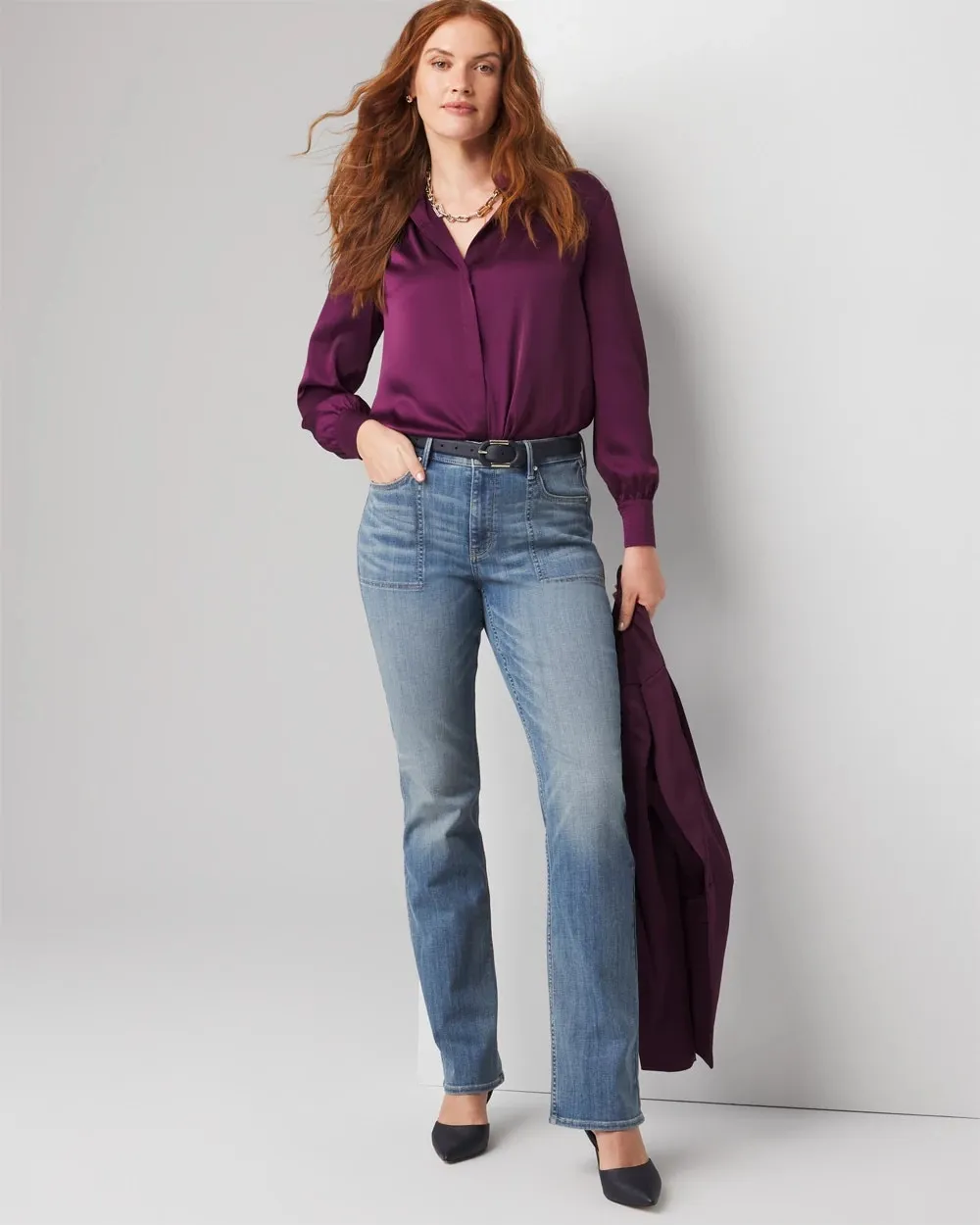 Curvy High-Rise Everyday Soft Denim™ Novelty Pocket Bootcut Jean