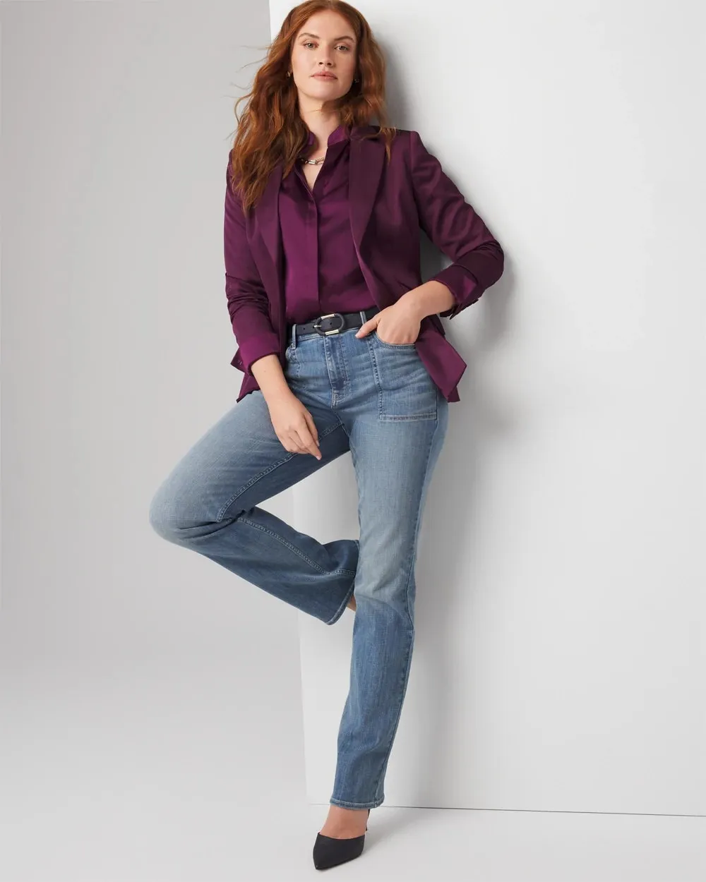 Curvy High-Rise Everyday Soft Denim™ Novelty Pocket Bootcut Jean