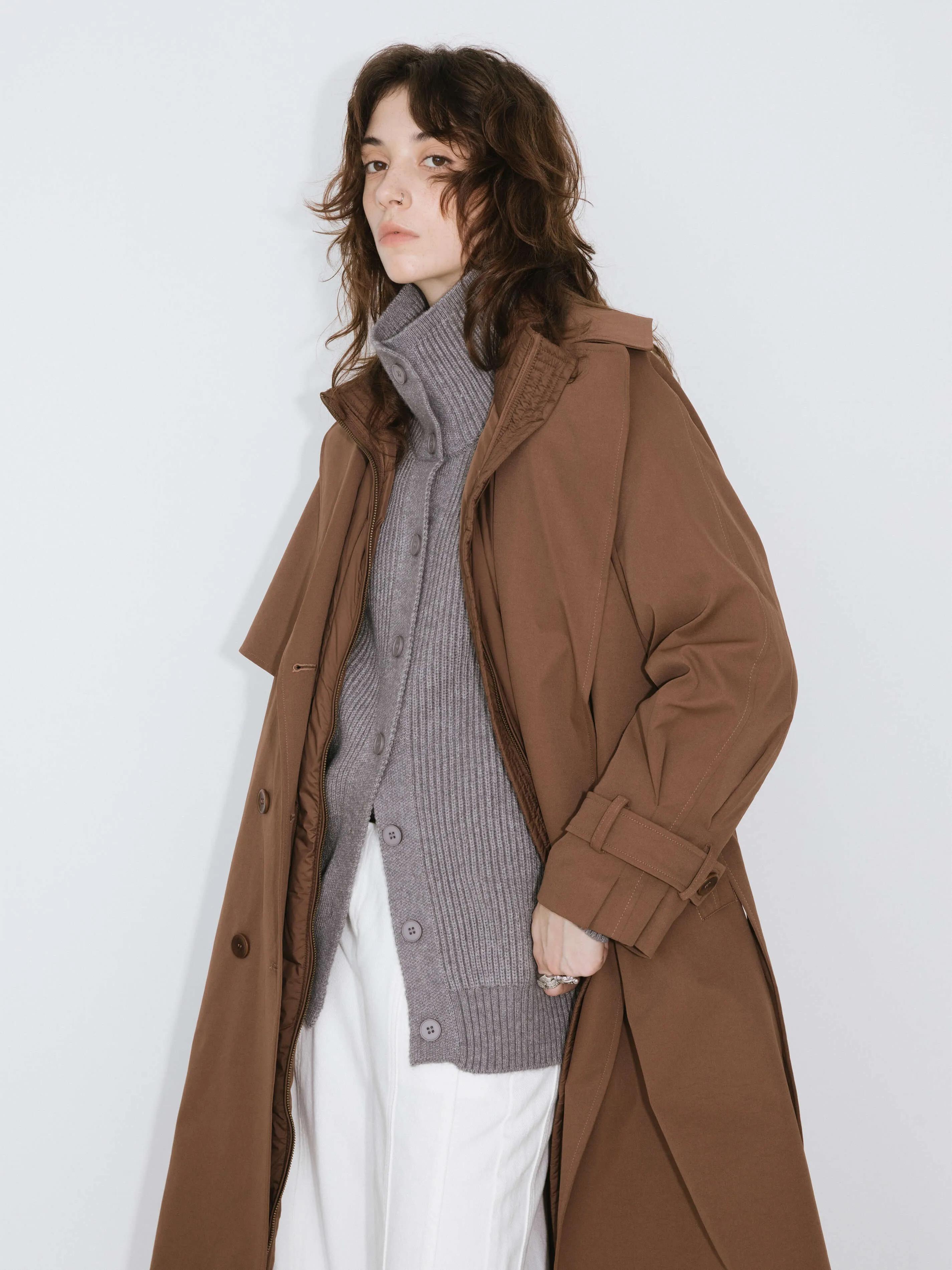 Double-Layer Long Trench Coat Style Down Coat