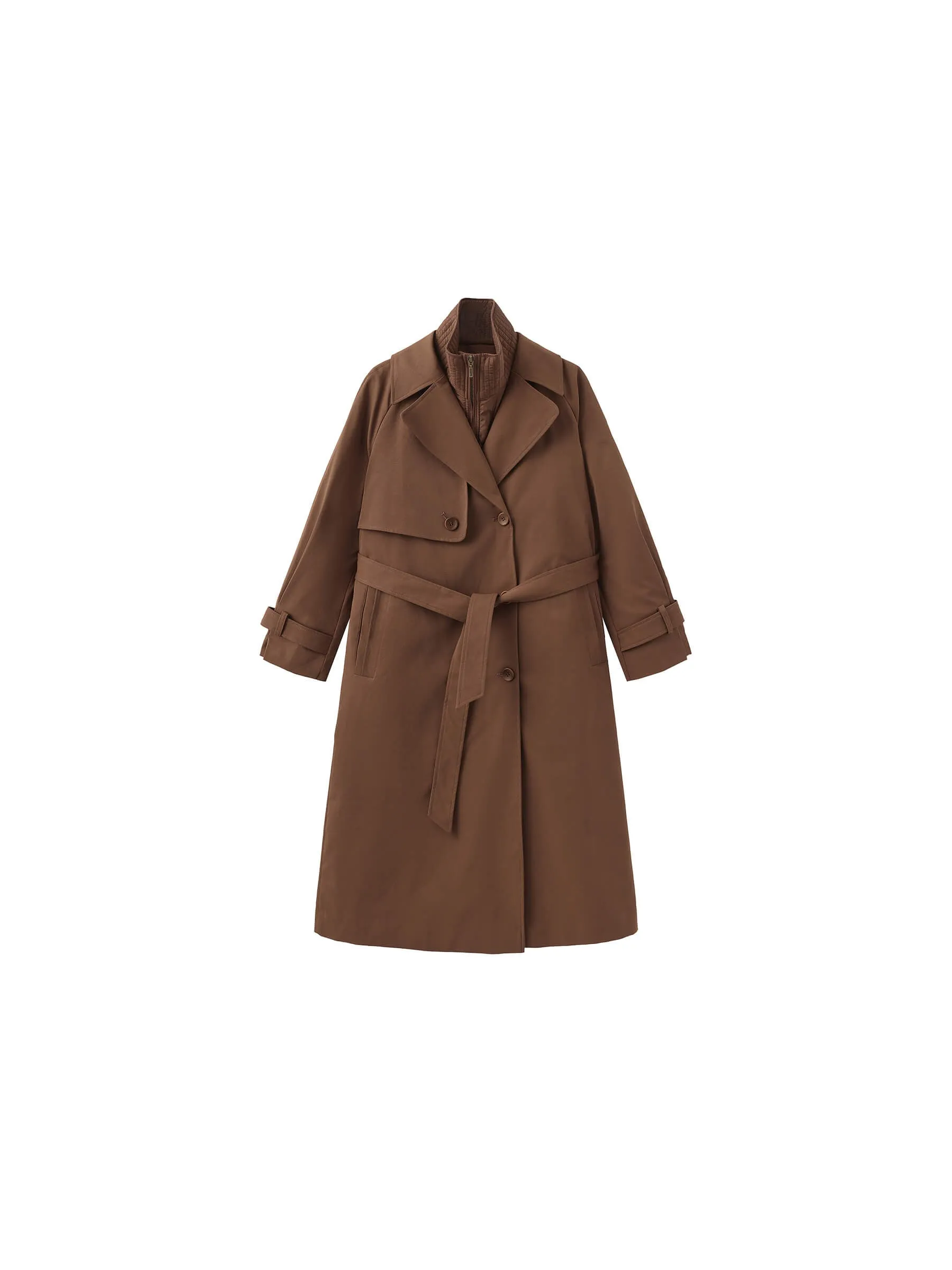 Double-Layer Long Trench Coat Style Down Coat