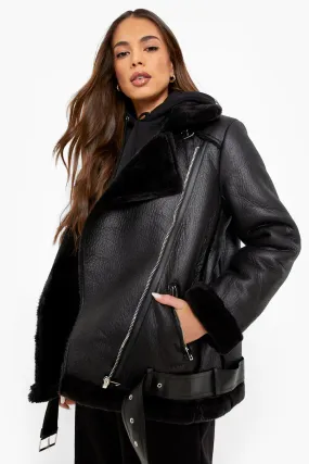 Faux Fur Lined Aviator Jacket