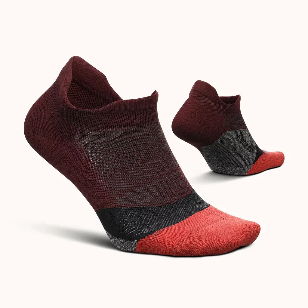 Feetures Elite Light Cushion No Show Tab Socks - Dark Cherry