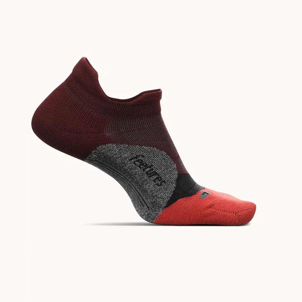 Feetures Elite Light Cushion No Show Tab Socks - Dark Cherry