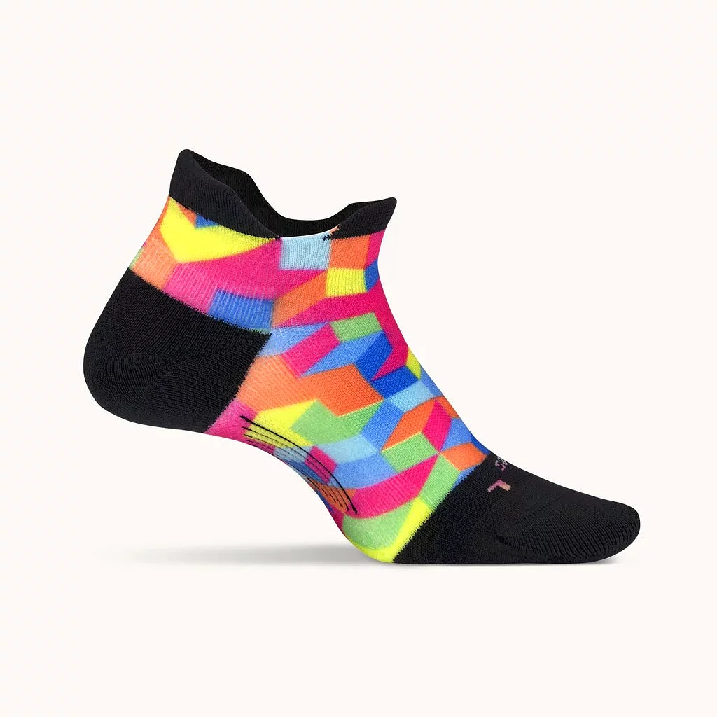 Feetures Elite Light Cushion No Show Tab Socks - Geo Print Multi