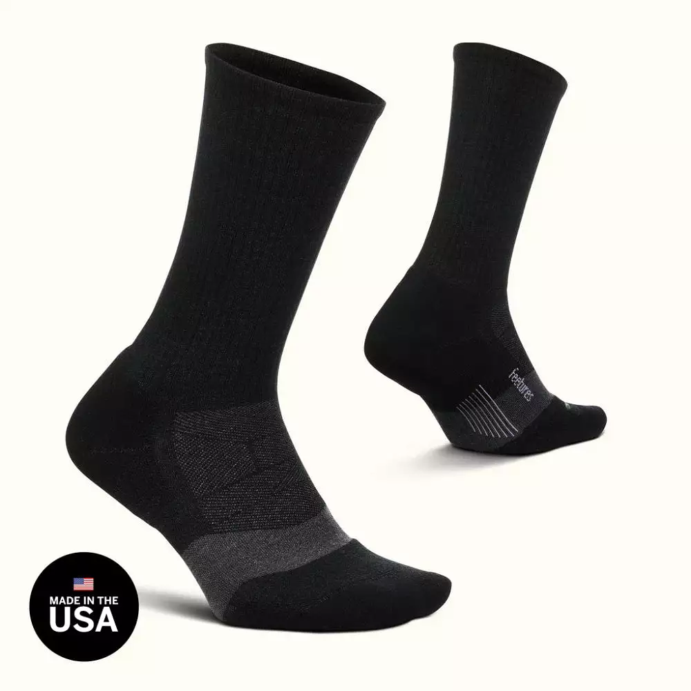 Feetures Merino 10 Max Cushion Mini Crew Socks - Charcoal