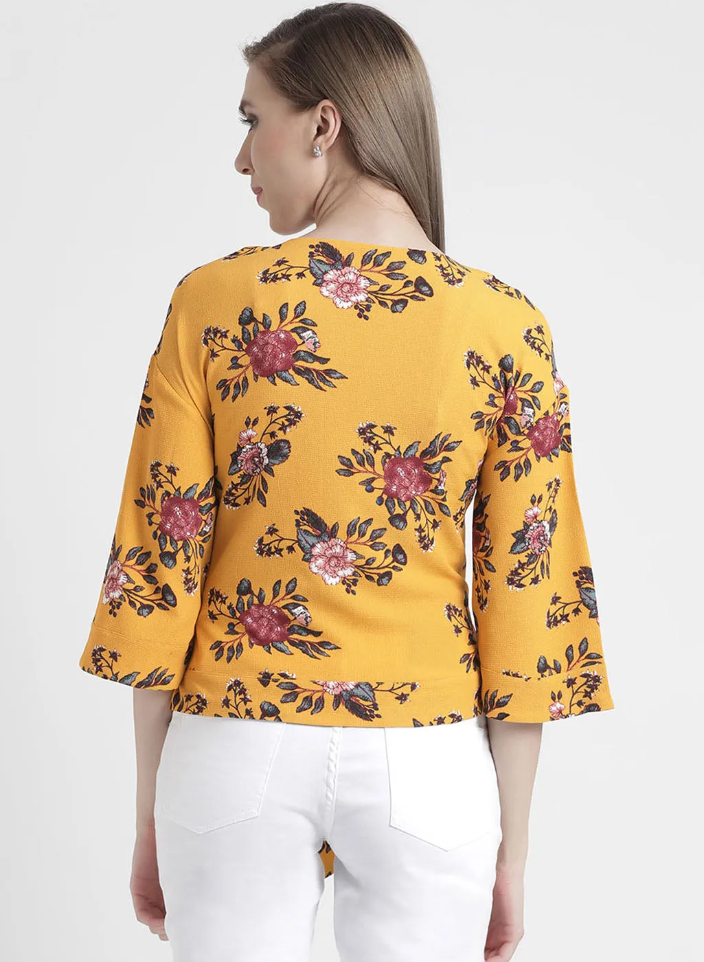 Floral Top With Tie Knot