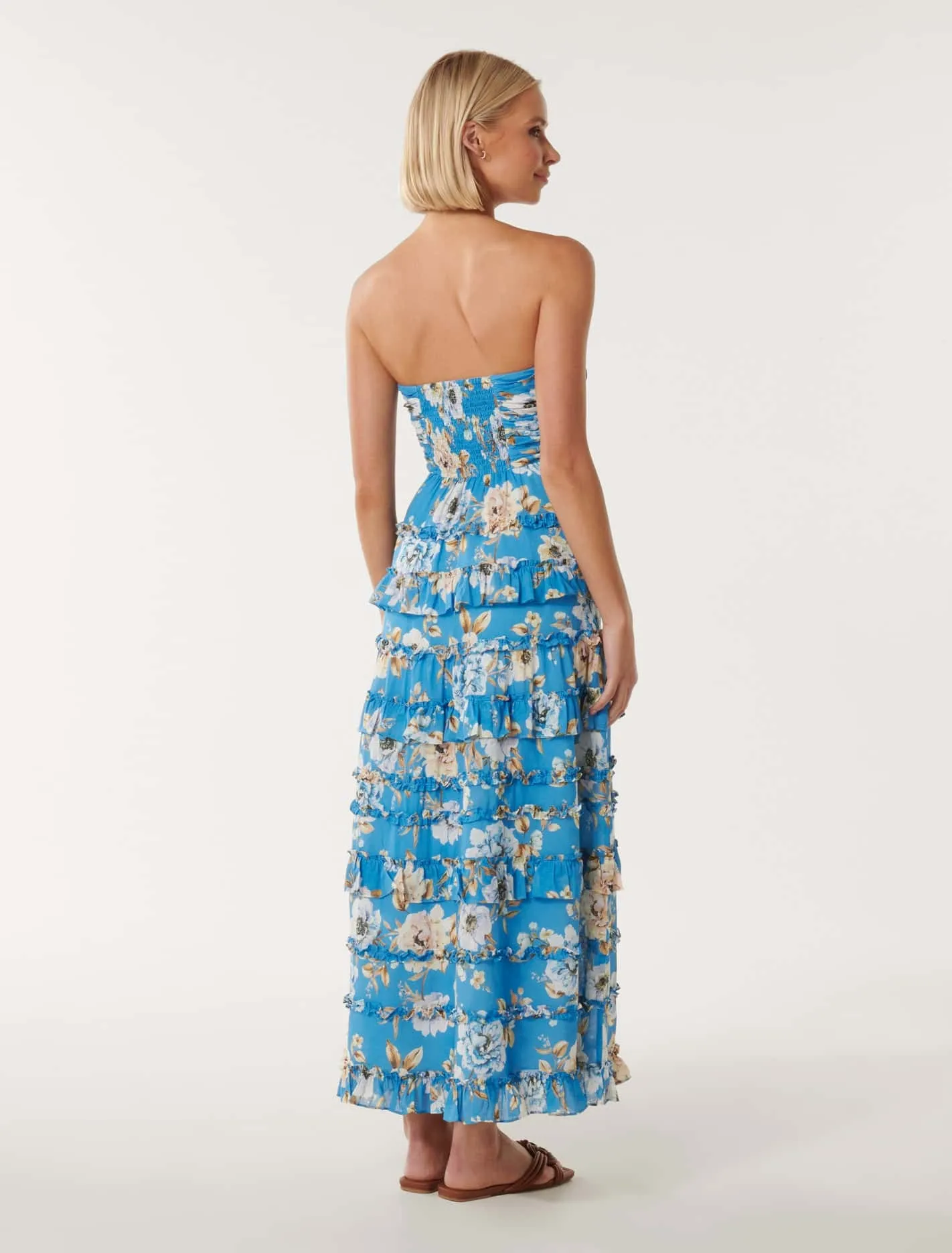 Floreto Strapless Ruffle Maxi Dress