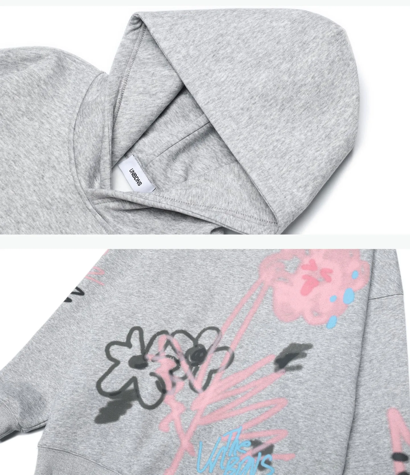 Flower | Y2K Inspired Grey Graphic Hoodie