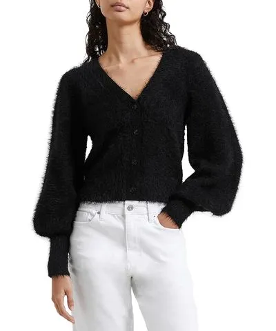 French Connection Womens Textured Fluffy Cardigan Sweater