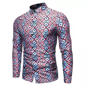 Geometric Slim Fit Casual Shirt For Men