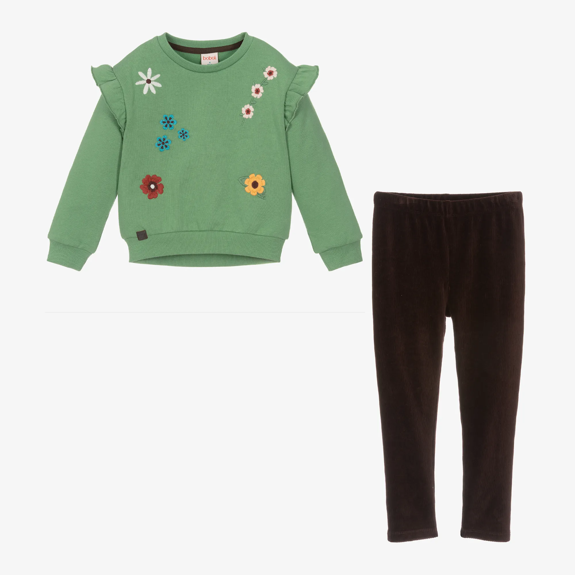 Girls Brown Corduroy Leggings Set