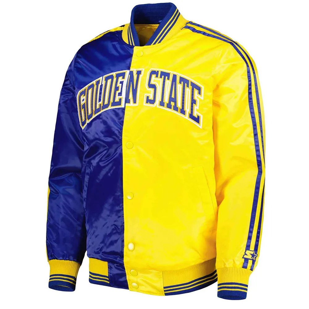 Golden State Warriors Fast Break Royal/Yellow Satin Jacket